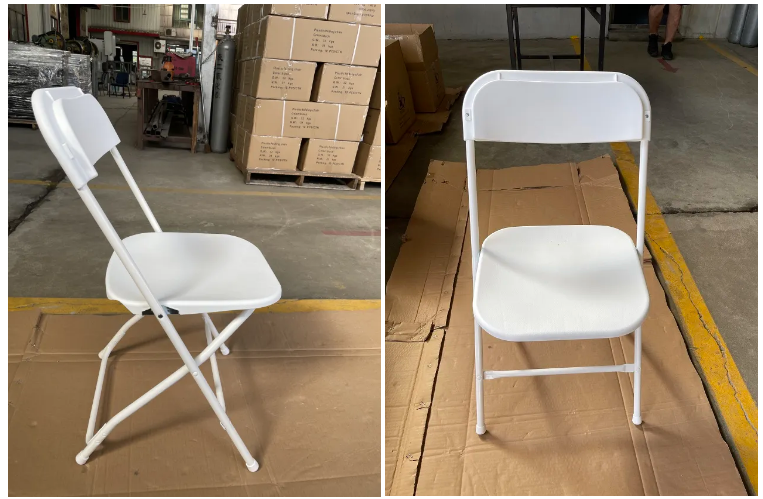 81*42*39cm Heavy Duty Fan Back White Plastic Folding Chair for Workshop Applications