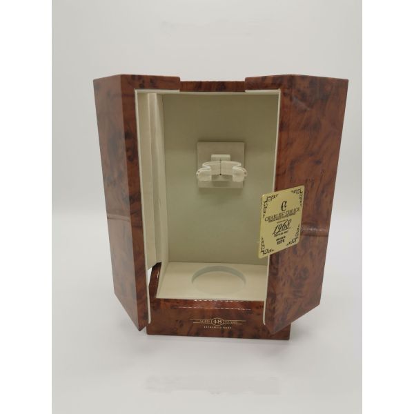 Double Door Vintage Wood Veneer Wine Box Brown Velvet Lining For Luxury Tequila Vodka Bottles