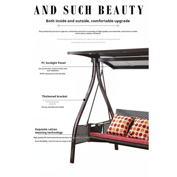 Outdoor Leisure PE Rattan 3 Person Steel Porch Swing With Canopy