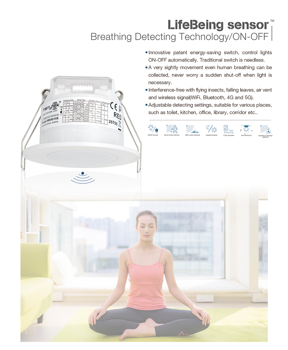 5.8G Lifebeing дыша обнаруживающ датчик движения MSA015S микроволны