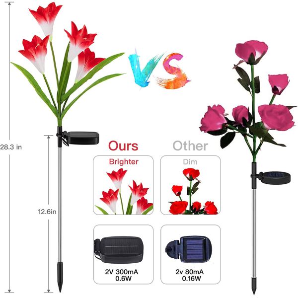 Outdoor Solar Lily Flowers Lights Solar Garden Lights for Lawn Patio Pathway Yard Farm Wedding Decoration