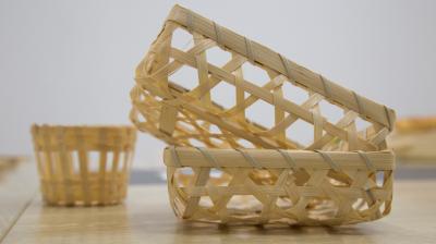 Hand Woven Mini Bamboo Basket Colored Single Ear For Food