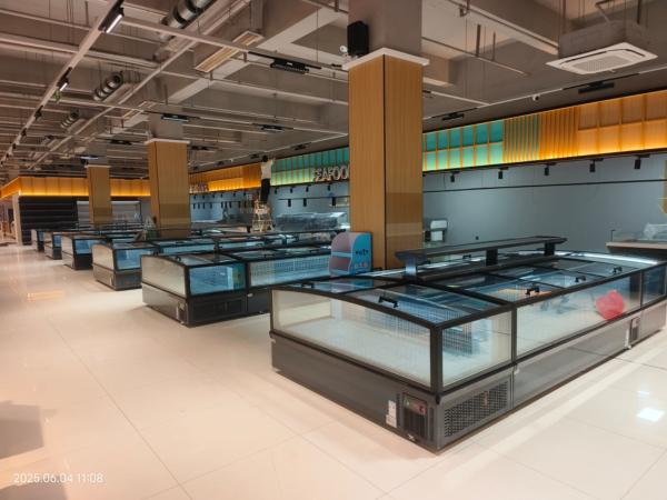 Supermarket Island Freezer Panoramic Glass Freezer Auto-Defrost Island Freezer With LED Lighting