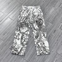 Customized Size Men's High End Digital Print Joggers Button Fly Sweatpants Straight Leg Baggy Pants For Streetwear