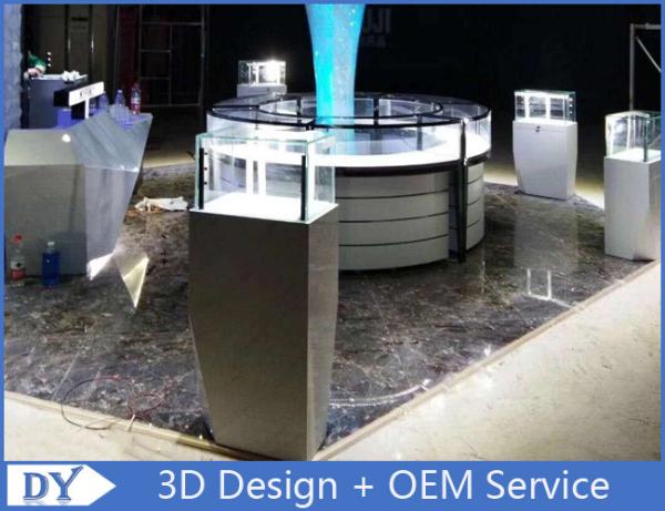 Moderno loja de joalheria Vitrine Madeira MDF S / S vidro temperado