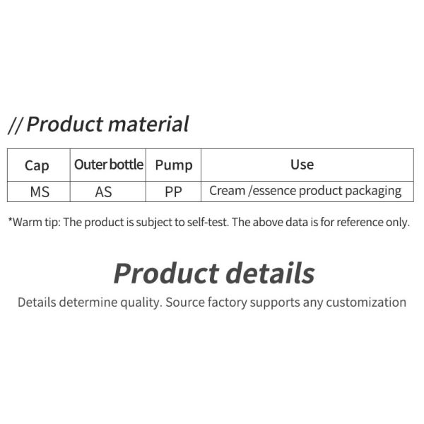 15ml Airless Lotion Pump Bottles Cosmetic Airless Pump Bottles AS Collar For Packaging