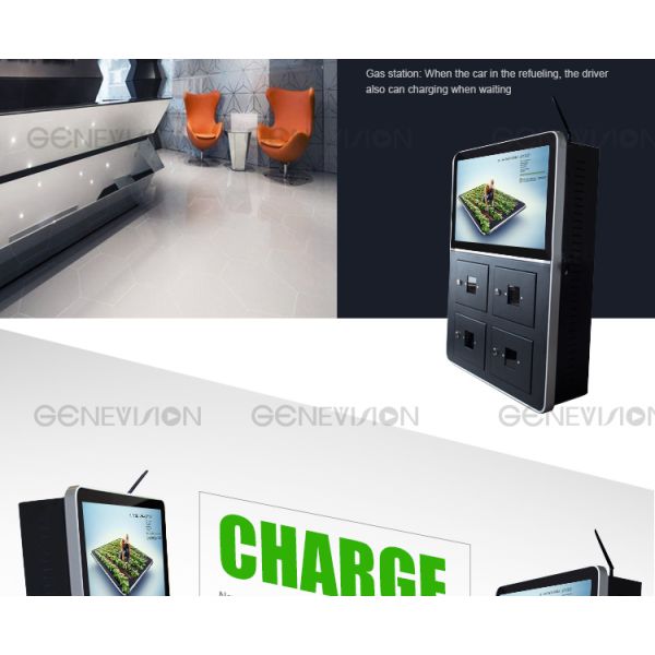 21.5 inch advertising digital signage player display / cell phone charging kiosk android OS