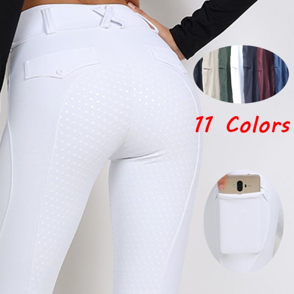 White Full Grip Competition Pantalon Equitation Horse Riding Pants Tight Waist Belt