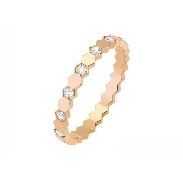 12pcs 0.72ct 18K Solid Gold Jewellery , Bee My Love Ring 4mm Width