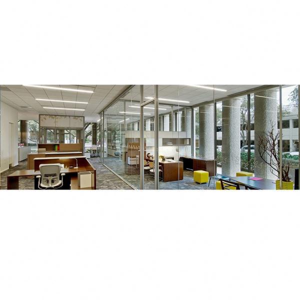 Modular Office Dividing Wall Soundproof Glass Cubicle Walls Designer Glass Partition with Blinds for Bank Office