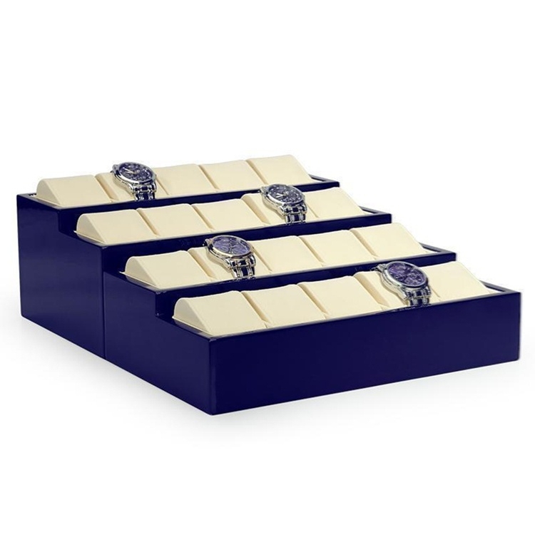LED Lighting PU Leather Watch Display Tray with Customizable Options for Luxury Watch Showcase