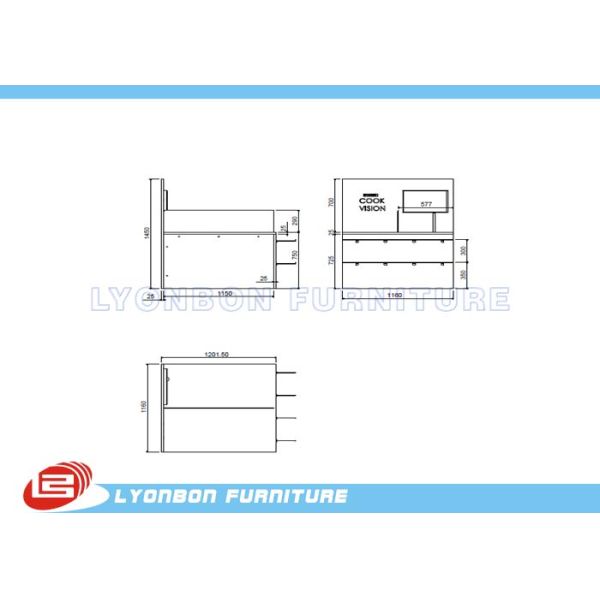 white cookware display for cooking pots with digital LED screen for ADS broadcasting