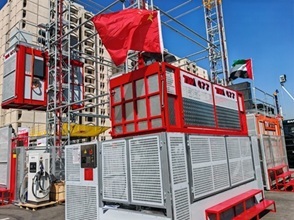 SC160/160 Twin Mast Building Material Hoist , 30 Passenger Hoist Lift