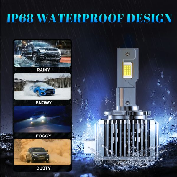 120W High Power D1S D2S D3S D4S Silver Metal Automotive LED Headlights