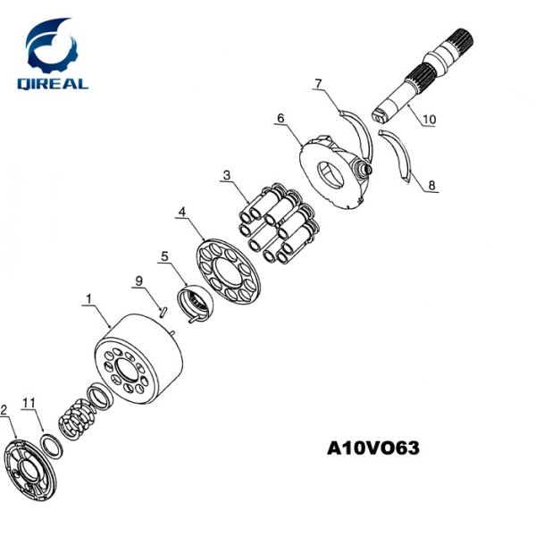 Группа Rexroth A10vo60 A10vo63 частей гидронасоса запасная роторная