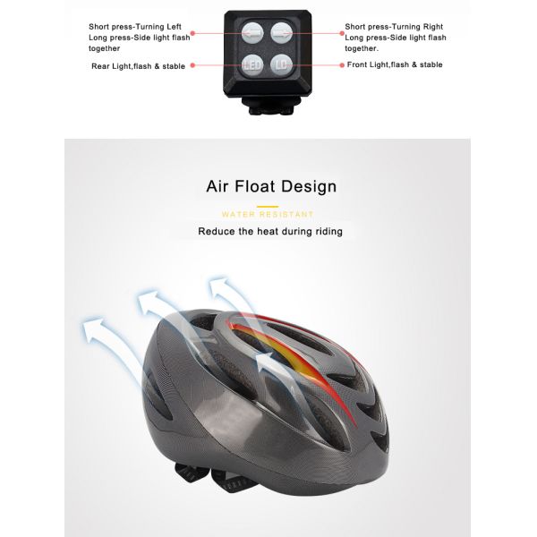 Noche del casco de la bici que completa un ciclo el casco seguro que da vuelta al casco ligero de la carga del USB