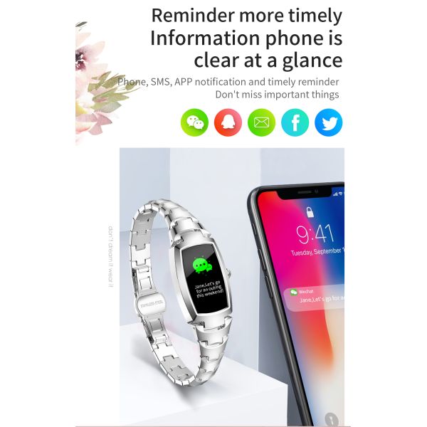 Eraysun Hot Sales H8pro Fashion Women Smartwatch for Android IOS Tracker Pressure Lady H8 Pro Smart Watches