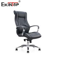 Chaise de bureau en cuir en PU noir pivotant avec accoudoir fixe
