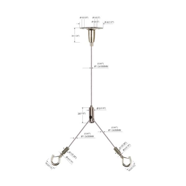 Y Shape LED Panel Light Hanging System With Lobster Hook YW-86021