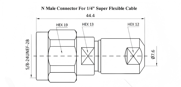 50 Ohm N Male Clamp Connector Small Cable Clamp Connector For 1/4 Super Flexible Cables