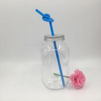 16 oz Jar de plástico transparente Esportes Água de fermentação a frio PET garrafa de plástico de água com tampas para suco chá alimentos leite