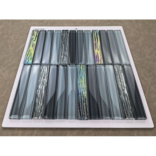 Mosaicos de vidrio para pared interior grises decorativos y elegantes de 300x300mm para apartamentos y proyectos de renovación