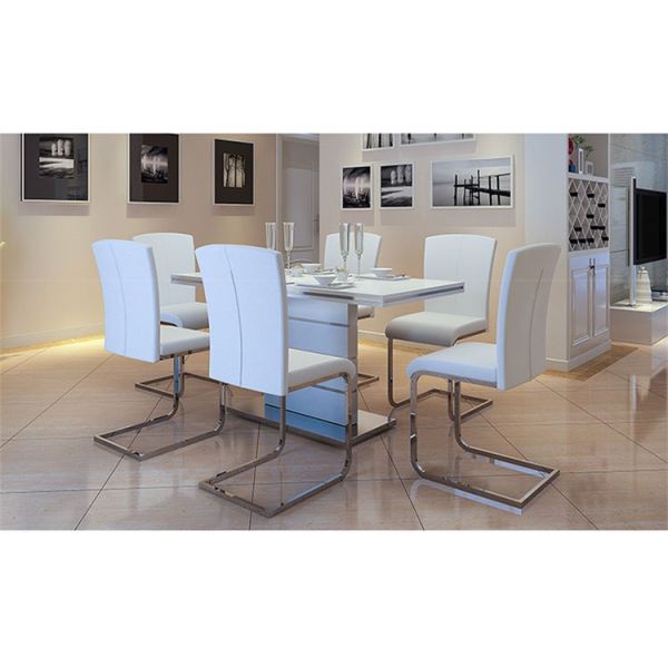 Modern Leather Dining Chairs Metal Legs With Stainless Steel Frame