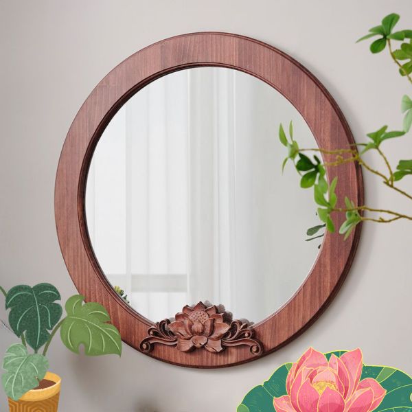 Деревянное зеркало для гостиной в стиле современного дизайна