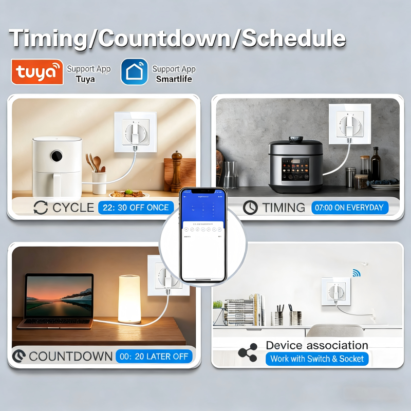 WiFi Smart Plug Wall Socket with Voice Control IFTTT Automation and PC V0 Fire Retardant Glass Panel