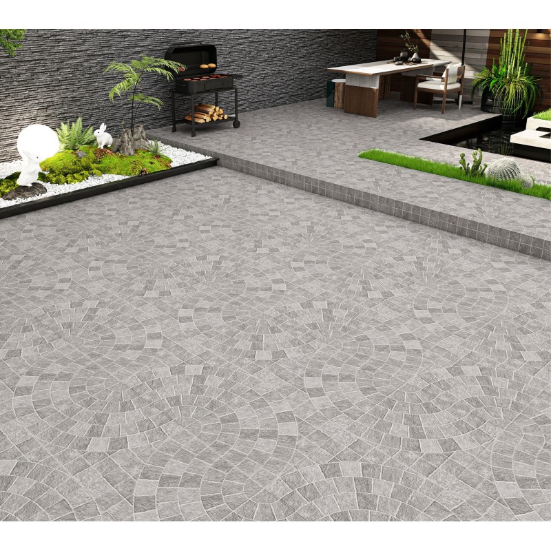 Light Gray Paving Ceramic Tiles 600x600mm Stain-resistant Outdoor Tiles for Square