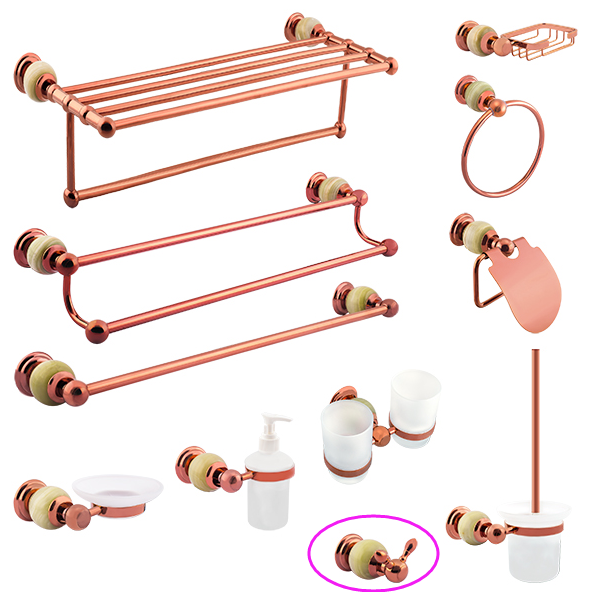 Декоративная латунь Двойные крючки для одежды Декорации для ванной комнаты Розовый золотистый цвет