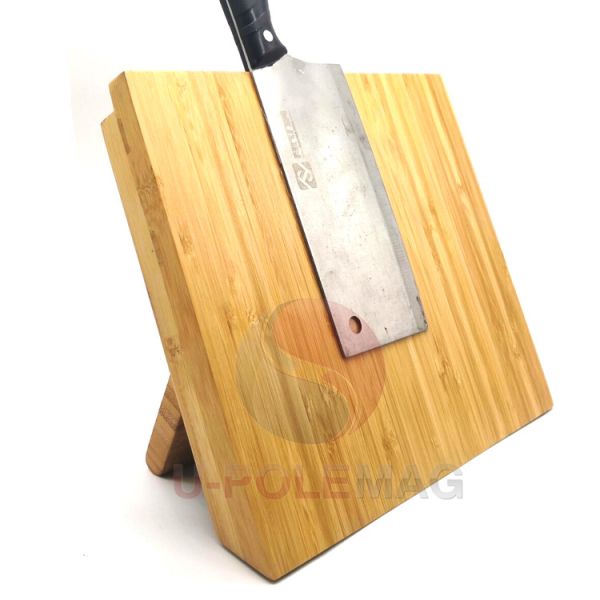 ISO9001 2000 System Natural Bamboo Wood Magnetic Knife Block Holder Customized Design