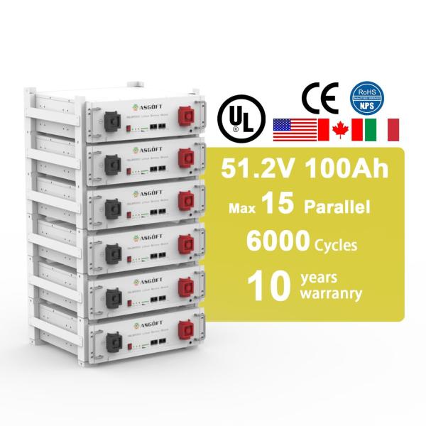 UL Certification LiFePO4 Energy Storage Battery 51.2V 100Ah Stacked Rack