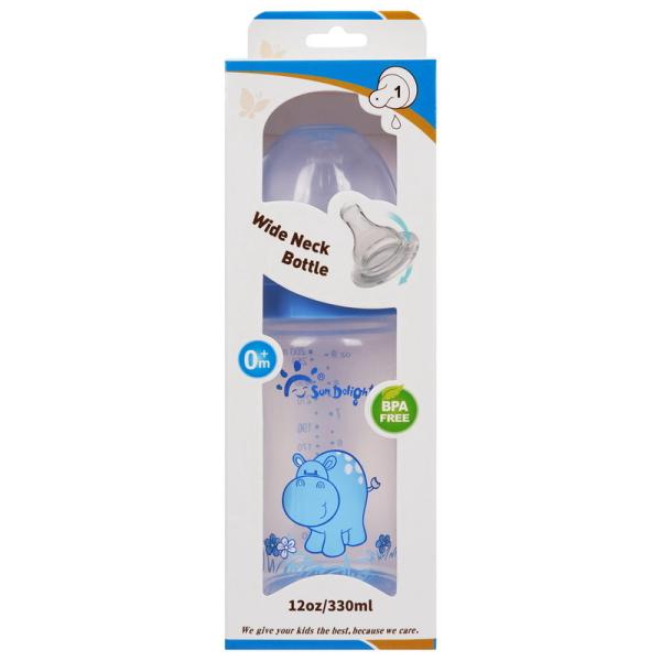 Wide Neck 12oz 330ml Silicone PP Arc Baby Feeding Bottle