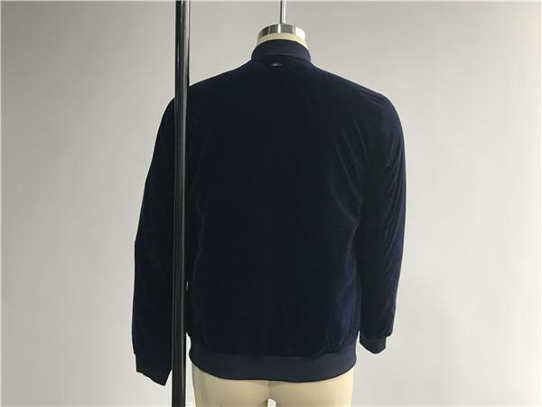 Mens Ink Velour Padded Bomber Jacket With Rib Trim Metal Zip Through TW70198