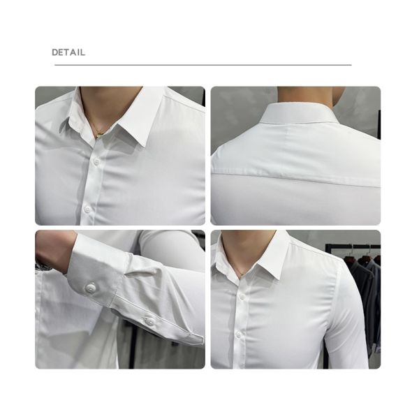 1000 Fashion Autumn Solid Color Long Sleeve Dress Men Clothes Shirts For Men Slim