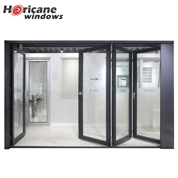 Крупноразмерный алюминиевый цвет дверей складчатости подгонял покрытый порошок застекленный двойником