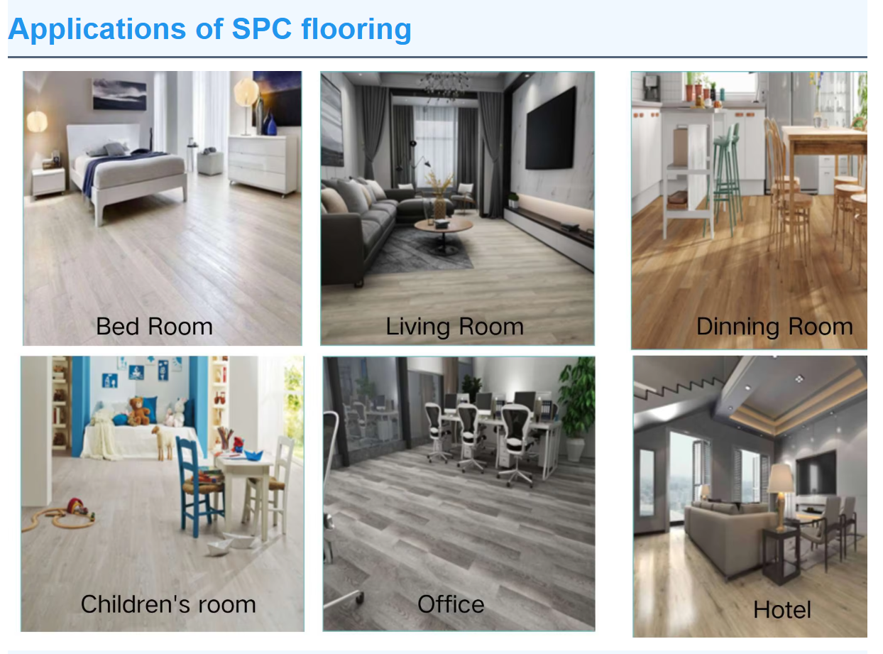 Stone Plastic Composite SPC Wood Flooring Locking Wear Resistant 6mm 7mm 8mm