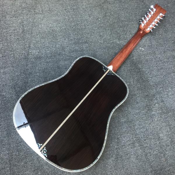 Custom 12 Strings Solid Spruce Top 41 Inch Dreadnought Deluxe Abalone Binding Acoustic Guitar Umbrella Logo on Headstock