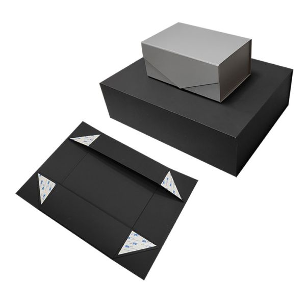 Customized Logo Design Black Rigid Flat Cardboard Magnetic Folding Cajas Regalo For Cosmetics Gift Packaging