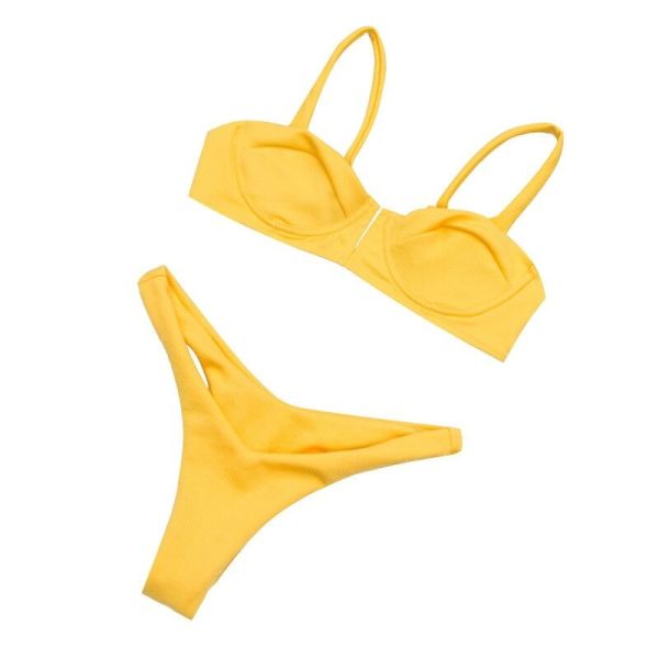 2019 New Summer Women Solid Bikini Set Push-up UnPadded Bra Swimsuit Swimwear Triangle Bather Suit Swimming Suit biquini