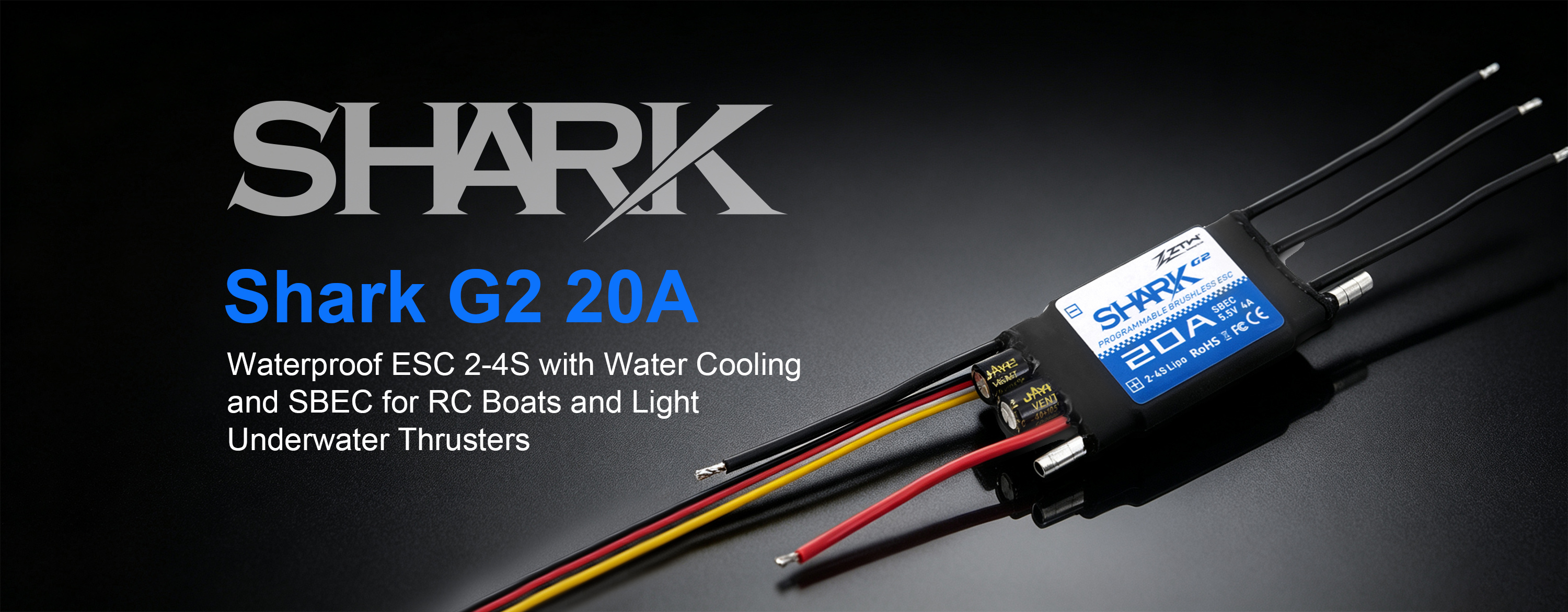G2 20A ZTW Shark ESC Waterproof ESC 2S-4S SBEC For Light Underwater Thrusters