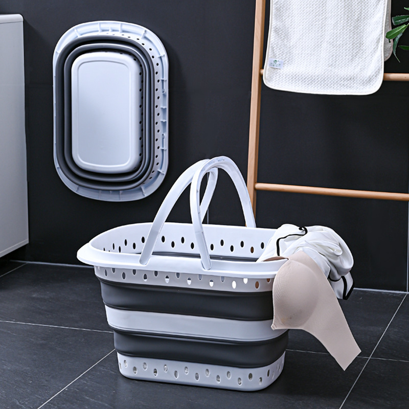 Creative Folding Wall-Mounted Portable Plastic Modern Simple Extra Large Thickened Kitchen Bathroom Laundry Basket Foot Bath