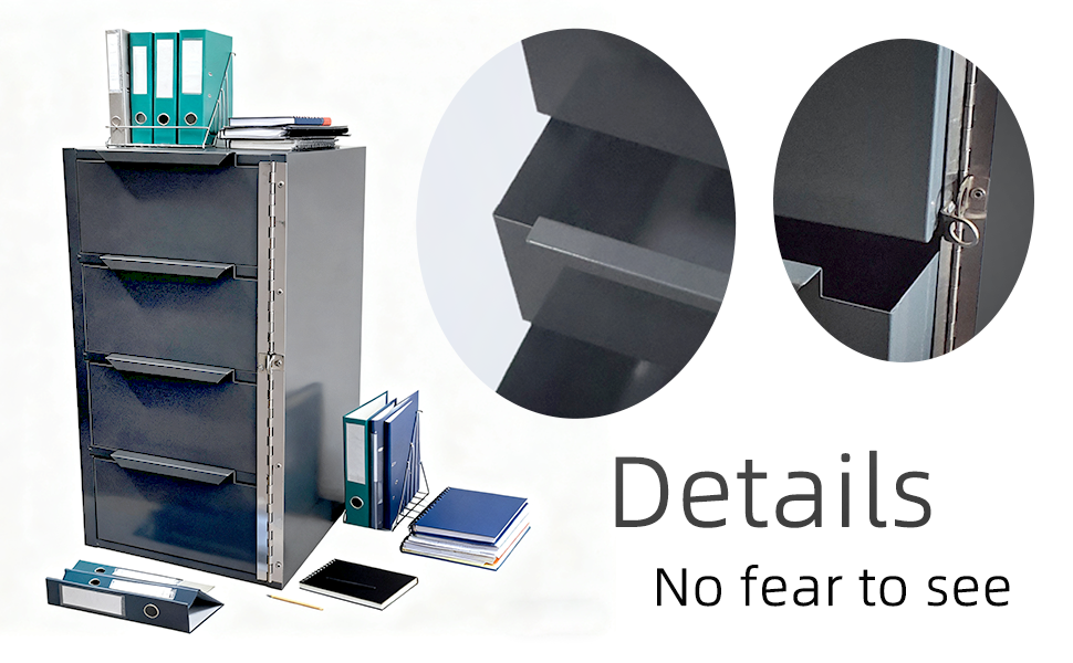 4 Drawer Welded Steel Vertical File Cabinet Gray Security Lock Adjustable Inner Divider Office Garage Storage Chest
