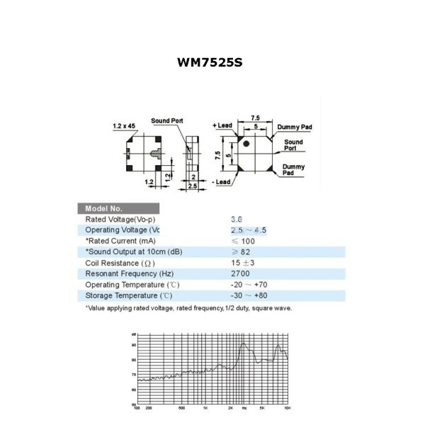 SGS Authentication SMD Electric Door Buzzer Without Circuit , 2700Hz Frequency