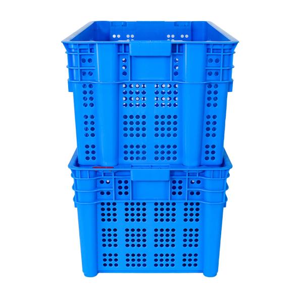 Customized Logo Eco-Friendly Vented Plastic Basket for Fresh Food Distribution Crate