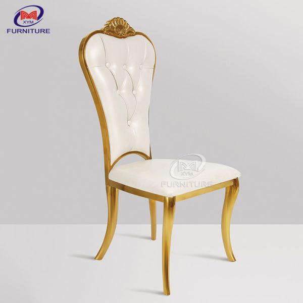 Gold Padded Stainless Steel Wedding Chair For Banquet Reception