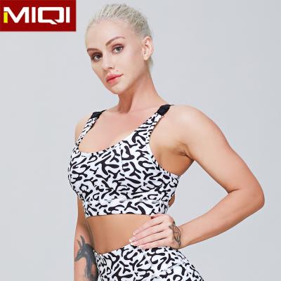 Sublimation Training Polyester Spandex Fleur Texture Printed Yoga Sports Bra