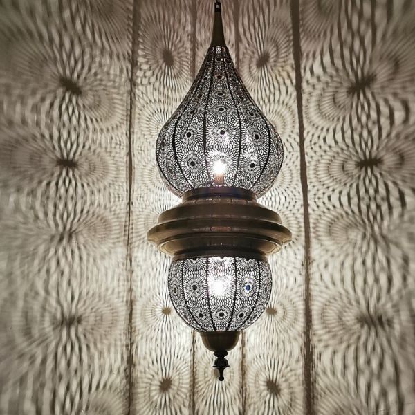 Modern Decorative Large Muslim Arabic Lamps Carved Moroccan Style Pierced Metal Pendant Lights(WH-DC-63)