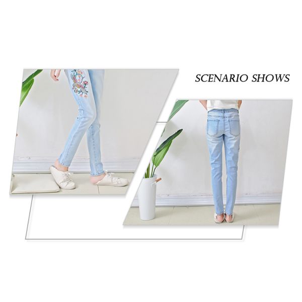 Skinny Fit Women Denim Skinny Jeans , Long Denim Pants For Young Ladies